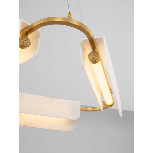 Kremowa/w kolorze mosiądzu lampa wisząca LED w dekorze marmuru ze ściemniaczem ø 63 cm Aider – Nova Luce-image-2