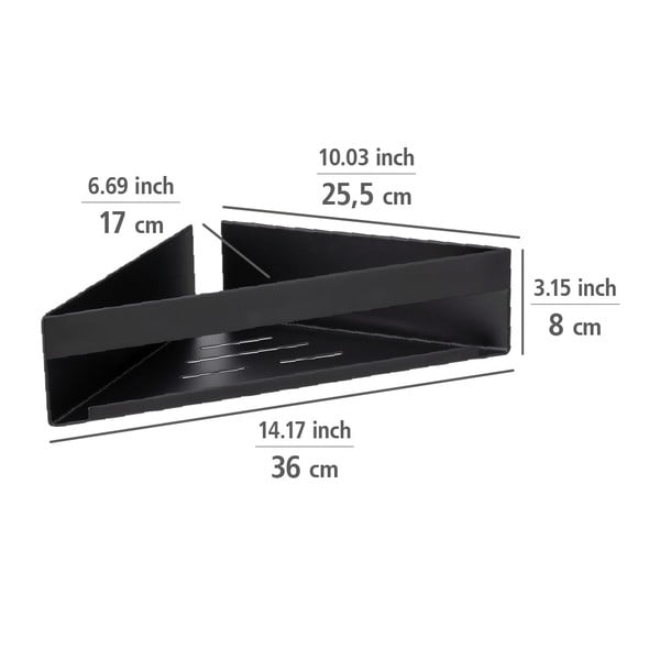 Narożna samoprzylepna półka łazienkowa ze stali nierdzewnej w kolorze matowej czerni Genova – Wenko-image-2