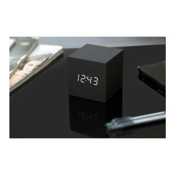 Czarny budzik LED Gingko Gravitry Cube-image-1