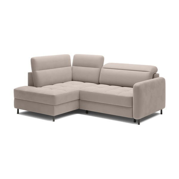 Jasnobrązowy aksamitny rozkładany/ze schowkiem narożnik (lewostronny/w kształcie litery L) Barea – ELTAP-image-2