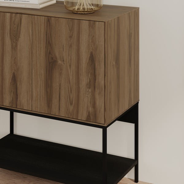 Czarno-naturalna szafka w dekorze dębu 80x90x40 cm Amira – Marckeric-image-4