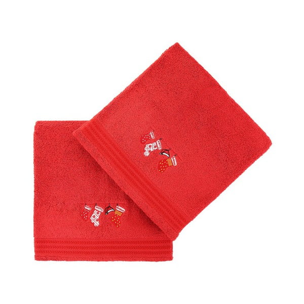 Zestaw 2 czerwonych ręczników kąpielowych Gifts, 70x140 cm