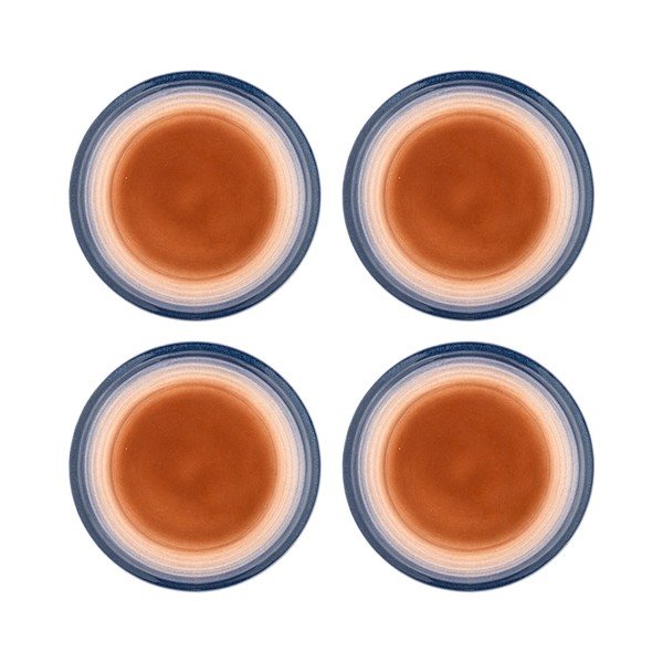 Niebieskie/pomarańczowe kamionkowe talerze zestaw 4 szt. deserowe ø 20,5 cm Tatum – Bloomingville