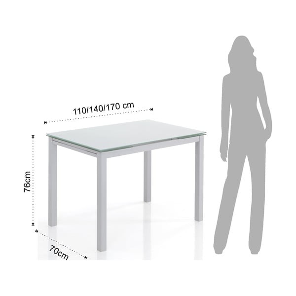 Rozkładany stół ze szklanym blatem 70x110 cm Fast – Tomasucci-image-4