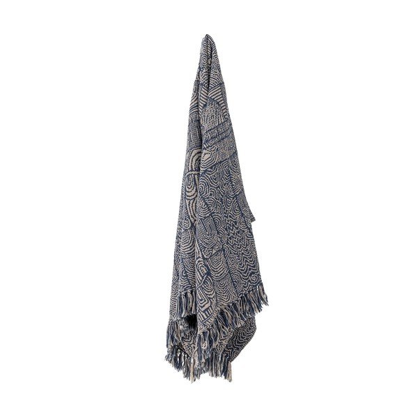 Niebieski koc z mieszanki bawełny 130x160 cm Bresso – Bloomingville-image-3