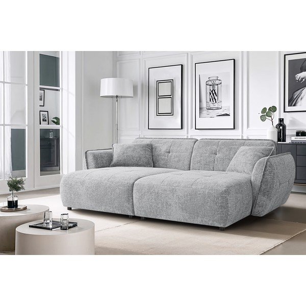 Jasnoszara sofa z tkaniny szenilowej z szezlongiem 252 cm Nelia Big – Ropez-image-1