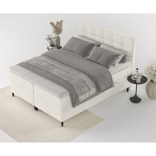 Kremowe łóżko boxspring ze schowkiem 160x200 cm Urbaneo – Maison de Rêve-image-3