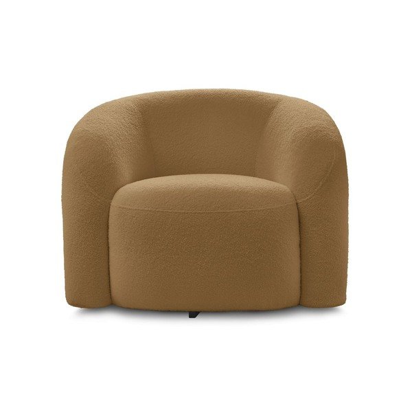 Musztardowy obrotowy fotel z materiału bouclé Elina – Bobochic Paris-image-2