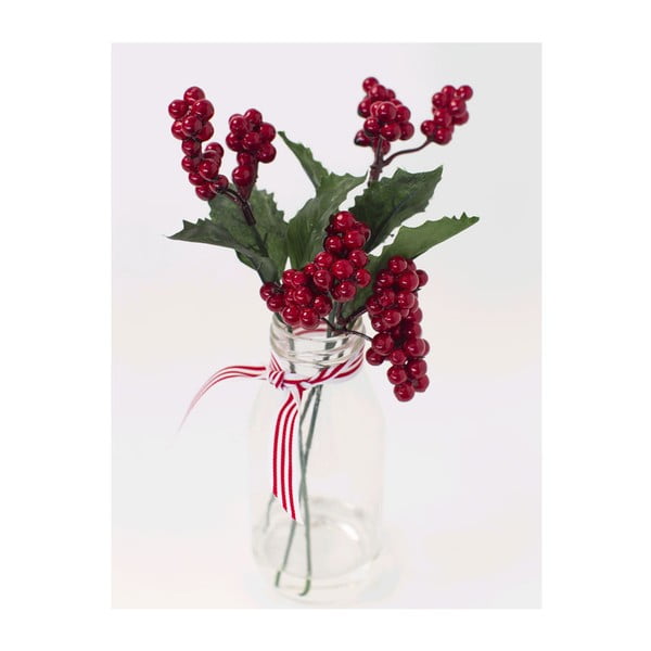 Szklany wazon ze sztucznymi kwiatami Berry, 25 cm