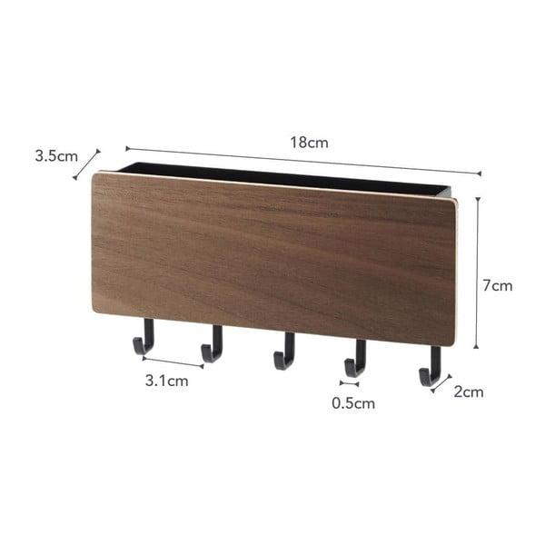 Czarny wieszak na klucze z półką z drewnianym elementem Yamazaki Rin-image-3