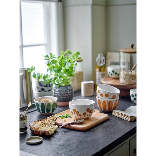 Białe/niebieskie kamionkowe miski zestaw 3 szt. 500 ml Linora – Bloomingville-image-2