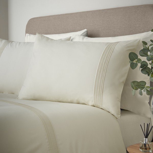 Kremowa pościel jednoosobowa 135x200 cm Pintuck Easy Iron Percale – Catherine Lansfield-image-2