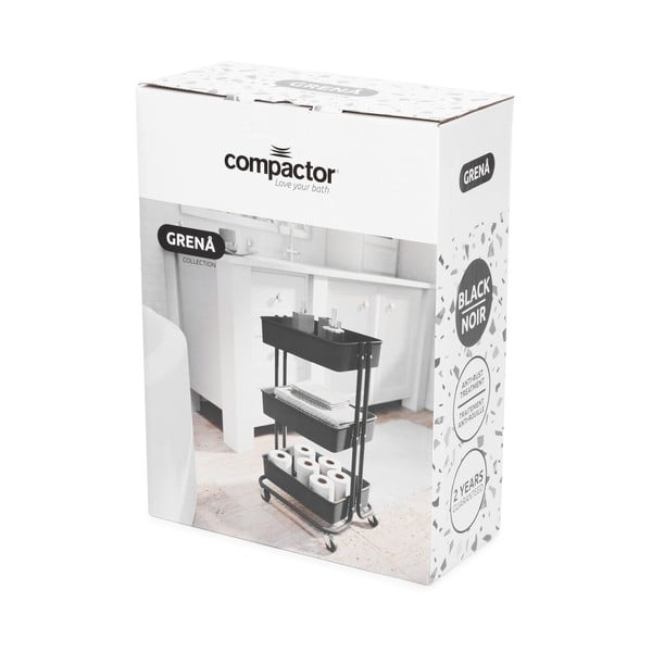 Czarny plastikowy regał na kółkach 43x36 cm Grena – Compactor-image-4