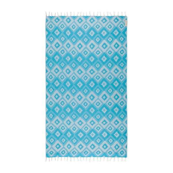 Turkusowy ręcznik hammam Begonville Joy, 180x95 cm