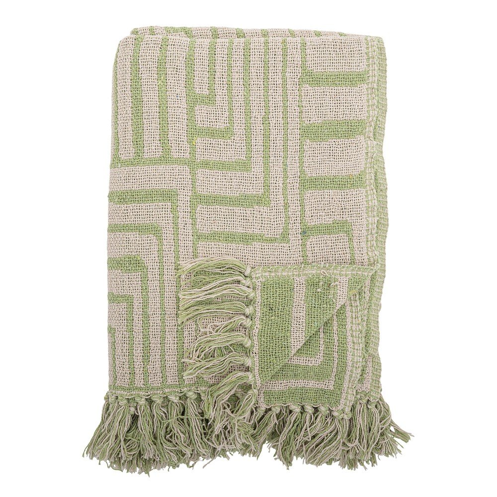 Zielony koc z mieszanki bawełny 130x155 cm Velva – Bloomingville
