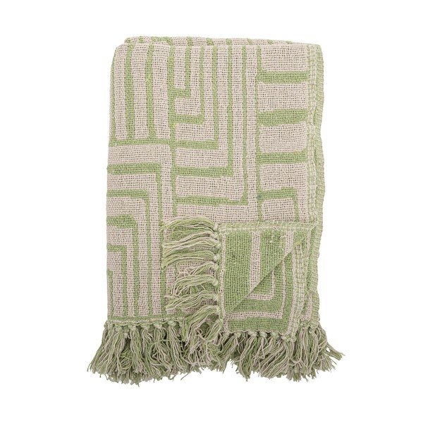 Zielony koc z mieszanki bawełny 130x155 cm Velva – Bloomingville