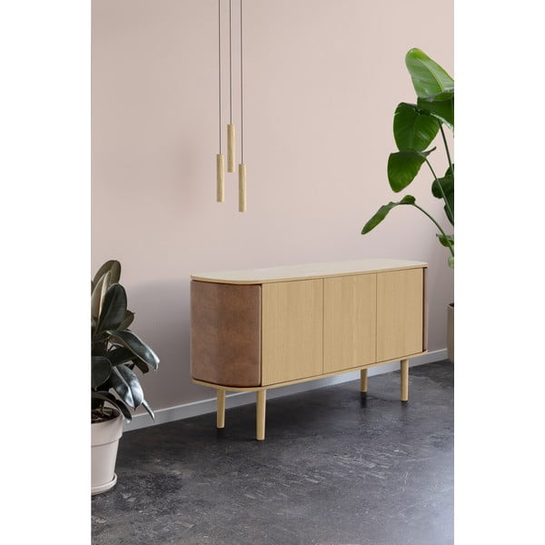 Jasnobrązowa niska komoda w dekorze dębu 150x75 cm Treasures – UMAGE-image-1