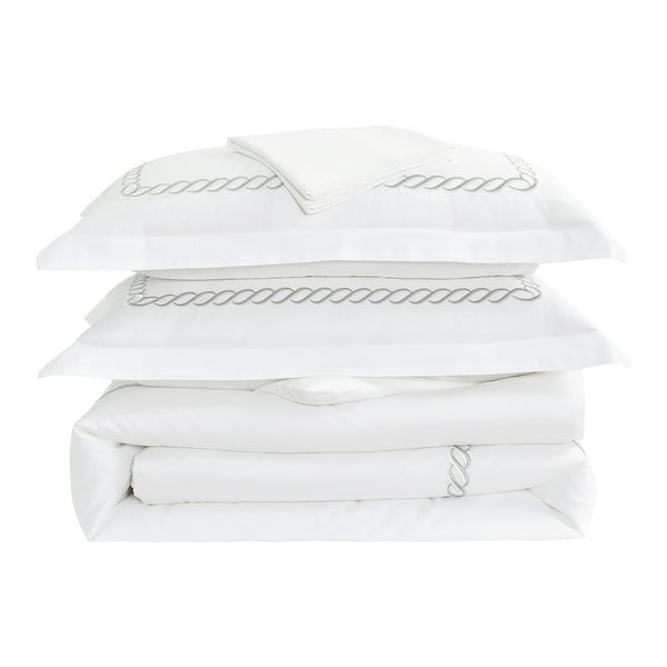 Biała pościel dwuosobowa z satyny bawełnianej z prześcieradłem/6-częściowa 240x220 cm Whispered Serenity – Mila Home Luxury