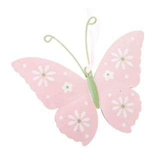 Zestaw 2 różowych metalowych wiszących dekoracji Dakls Butterfly