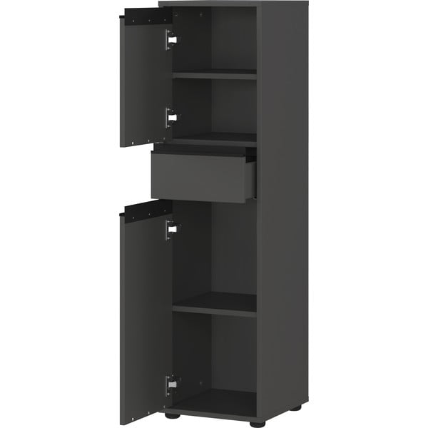 Antracytowa wysoka wąska szafka łazienkowa 33x121 cm Lemont – Germania-image-3