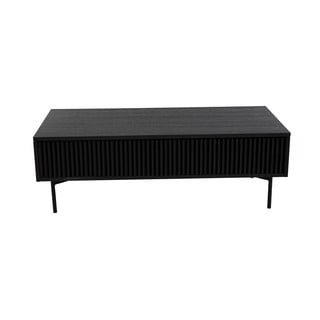 Czarny stolik z drewna dębowego i metalowymi nogam iCanett Oxford, 120x60 cm