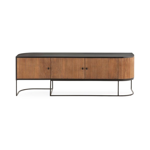 Szafka pod TV z litego drewna mango w naturalnym kolorze 160x55x40 cm Curve – MOME-image-2