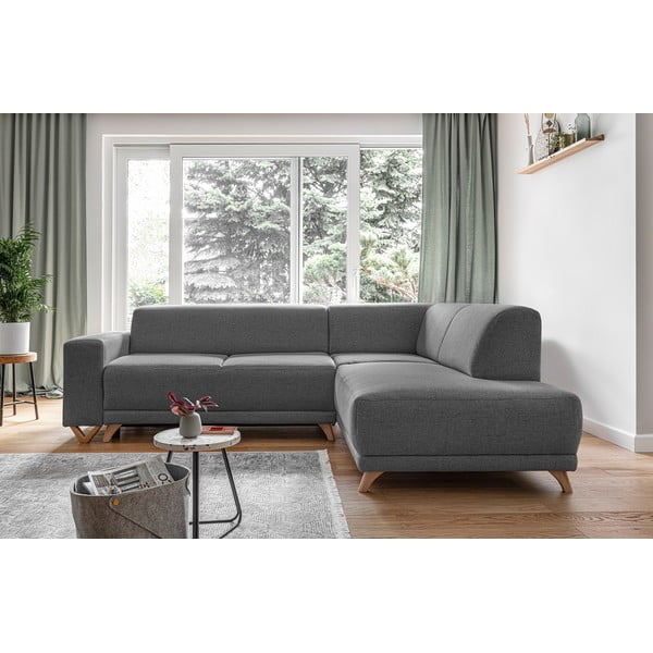 Szary rozkładany/ze schowkiem narożnik (prawostronny/w kształcie litery L) Classy Sophie – Miuform-image-1