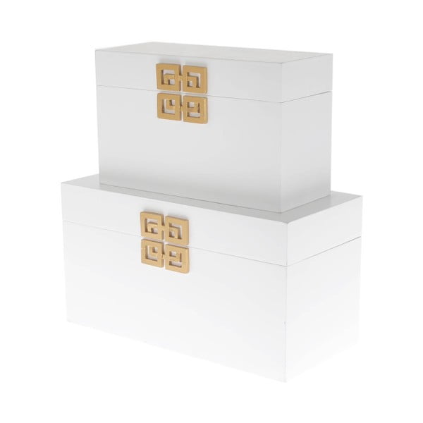 Komplet 2 drewnianych pudełek InArt, biały