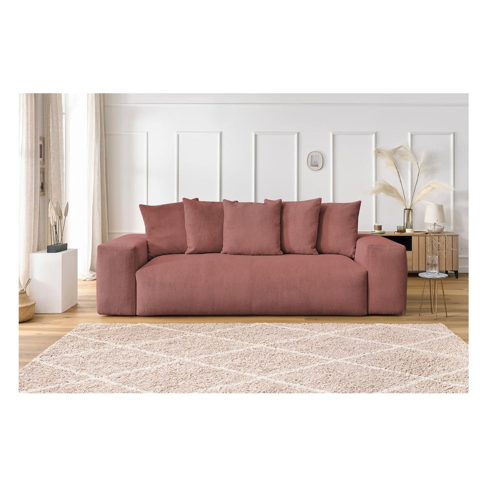 Jasnoróżowa sztruksowa sofa 280 cm Voltaire – Bobochic Paris (zdjęcie 9)
