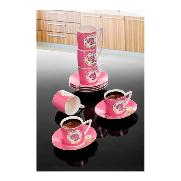 Różowy zestaw do podawania kawy Cihan Bilisim Tekstil