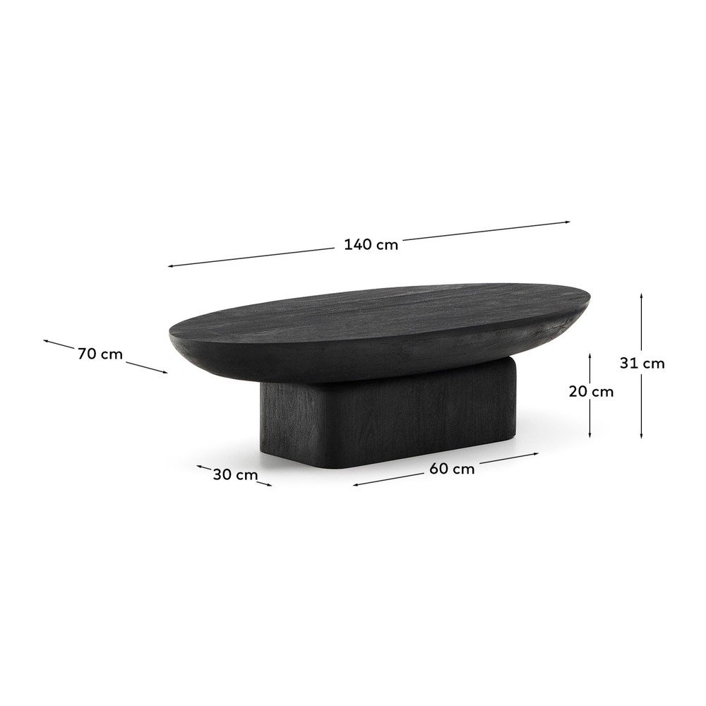 Czarny stolik z litego drewna akacjowego 70x140 cm Ovak – Kave Home (zdjęcie 3)