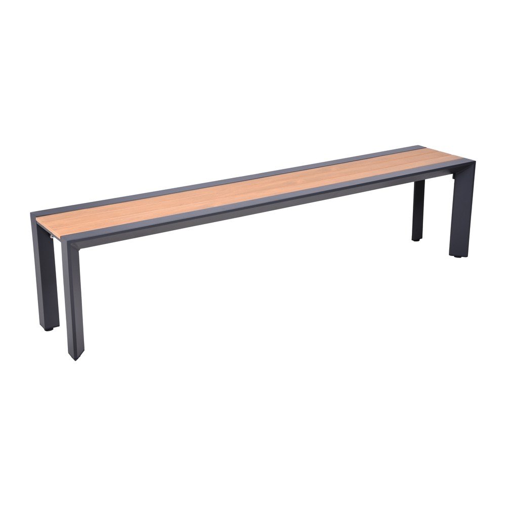 Ciemnoszaro-brązowa metalowa ławka ogrodowa Silea – Garden Pleasure