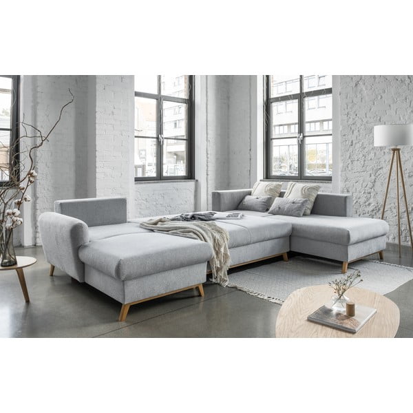 Jasnoszara rozkładana sofa w kształcie litery "U" Miuform Scandic Lagom, prawostronna-image-4