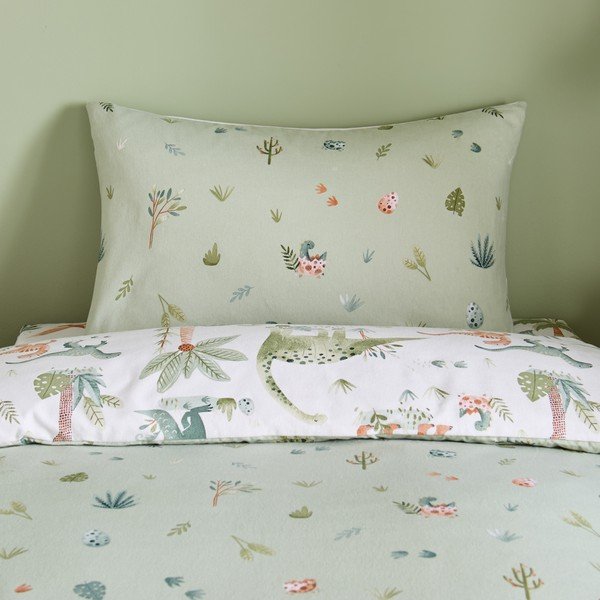 Kremowa flanelowa pościel dziecięca jednoosobowa 135x200 cm Brushed Sleepy Saurus Dino – Catherine Lansfield-image-3