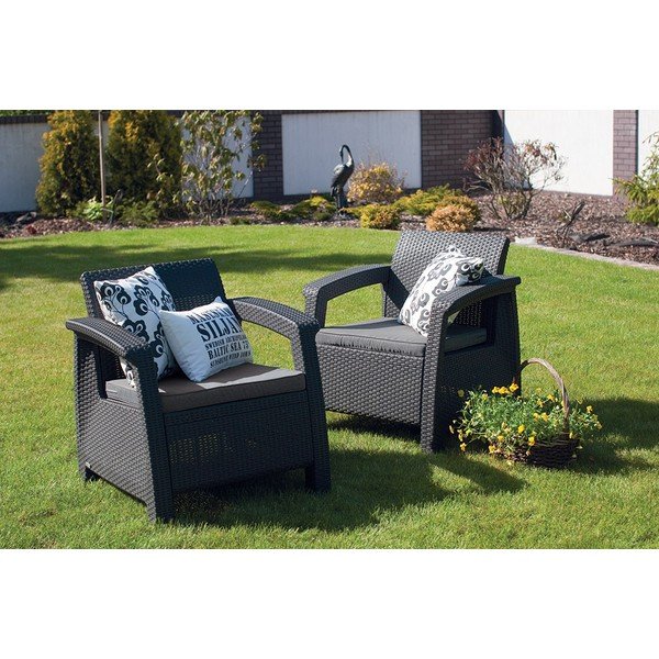 Ciemnoszary fotel ogrodowy Corfu – Keter-image-2