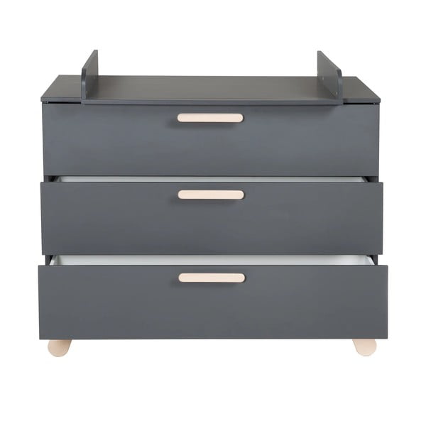 Antracytowa niska komoda dziecięca z przewijakiem 117x103 cm Jara – Roba-image-4