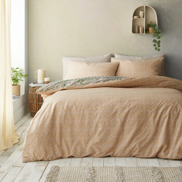 Zielono-beżowa pościel dwuosobowa 200x200 cm Alba Geo – Pineapple Elephant-image-2