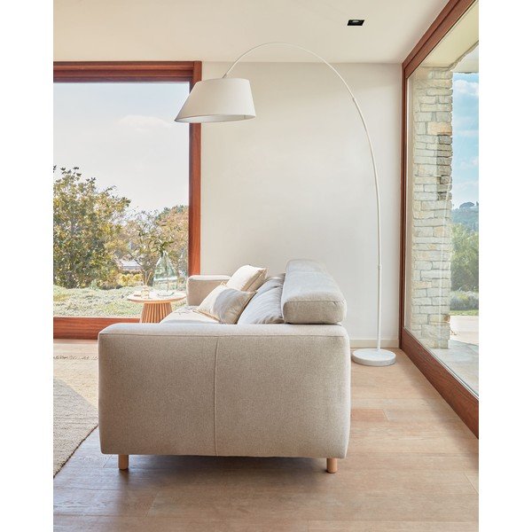 Biała lampa stojąca z tekstylnym kloszem (wysokość 189 cm) May – Kave Home-image-1