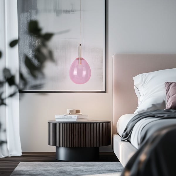 Fioletowa lampa wisząca LED ze szklanym kloszem Lukka – Candellux Lighting-image-1