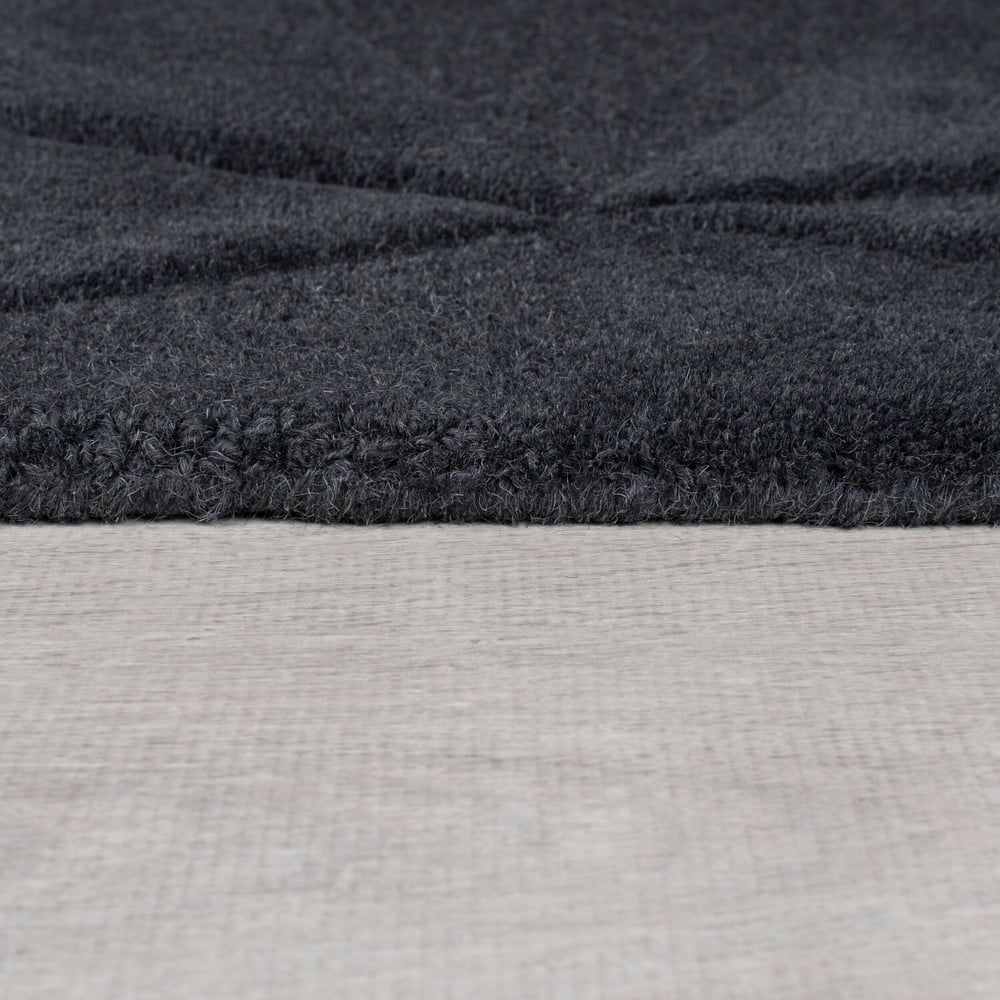 Antracytowy wełniany okrągły dywan tkany ręcznie ø 160 cm Shard Charcoal – Flair Rugs (zdjęcie 5)