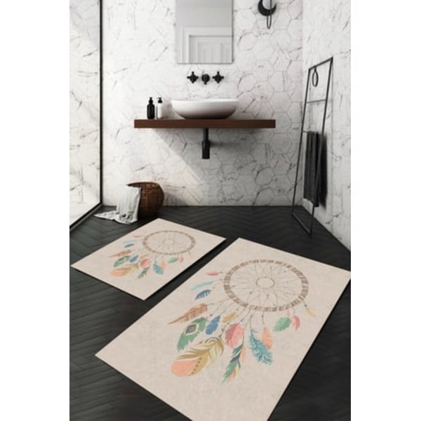 Beżowe dywaniki łazienkowe zestaw 2 szt. 60x100 cm – Mila Home-image-1