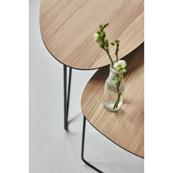 Metalowy stolik w naturalnym kolorze 37x44 cm Curve M Wood – LIND DNA-image-3
