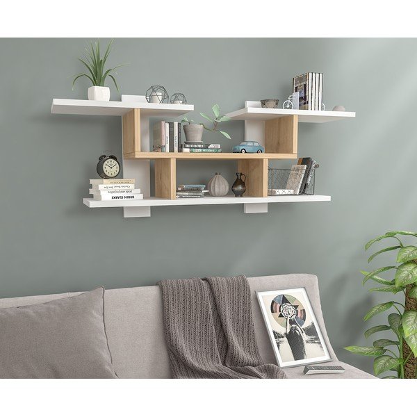 Biały naturalny regał piętrowy w sosnowym dekorze Mint - Gauge Concept-image-1