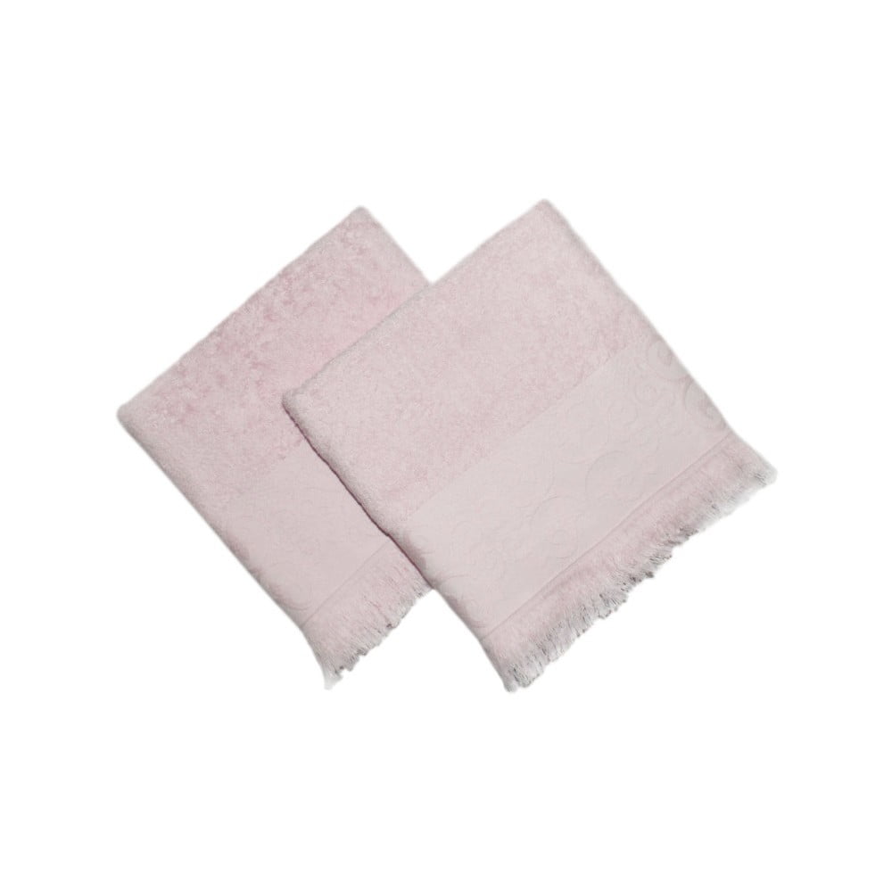 Zestaw 2 różowych ręczników Sehzade, 90x50 cm