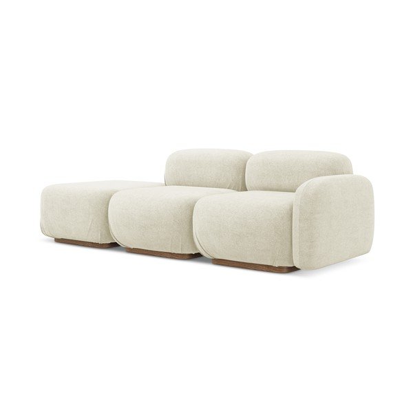 Kremowy szezlong modułowy z materiału bouclé (lewostronny) Ailani – Makamii-image-1
