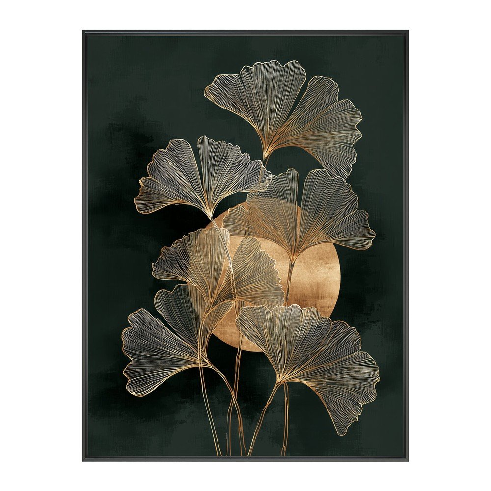 Obraz drukowany z ramą w zestawie 60x80 cm Gold Ginkgo – Styler