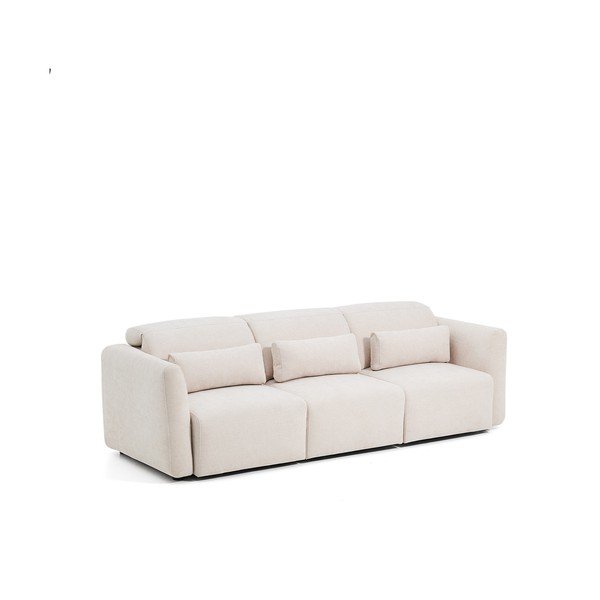 Beżowa częściowo rozkładana/rozkładana sofa z tkaniny szenilowej z szezlongiem 255 cm Lares – Kave Home-image-3