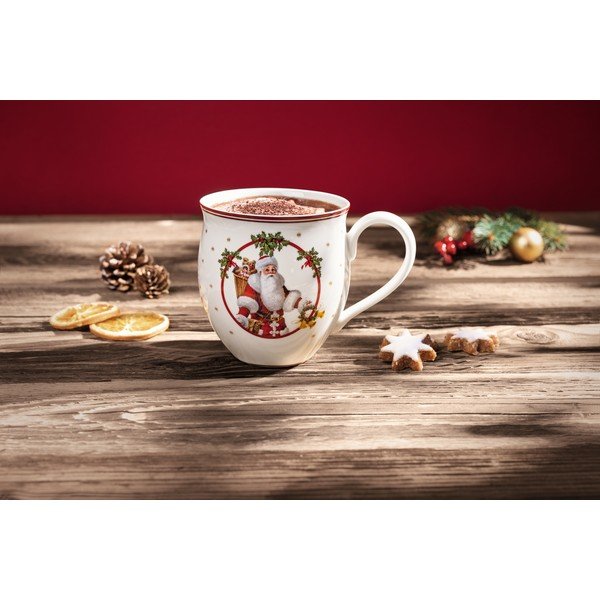 Biały porcelanowy kubek z motywem świątecznym Villeroy & Boch Santa and deer-image-1