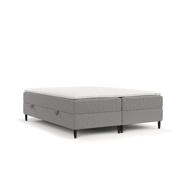 Szare łóżko boxspring ze schowkiem 200x200 cm Malte – Maison de Rêve