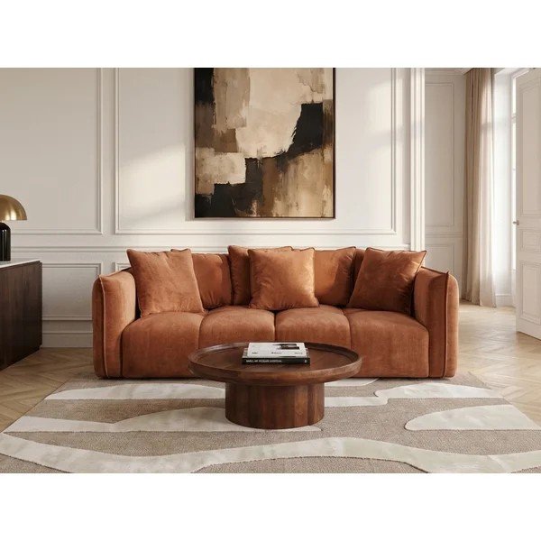 Pomarańczowa sofa z tkaniny szenilowej Harlem – Bobochic Paris-image-1